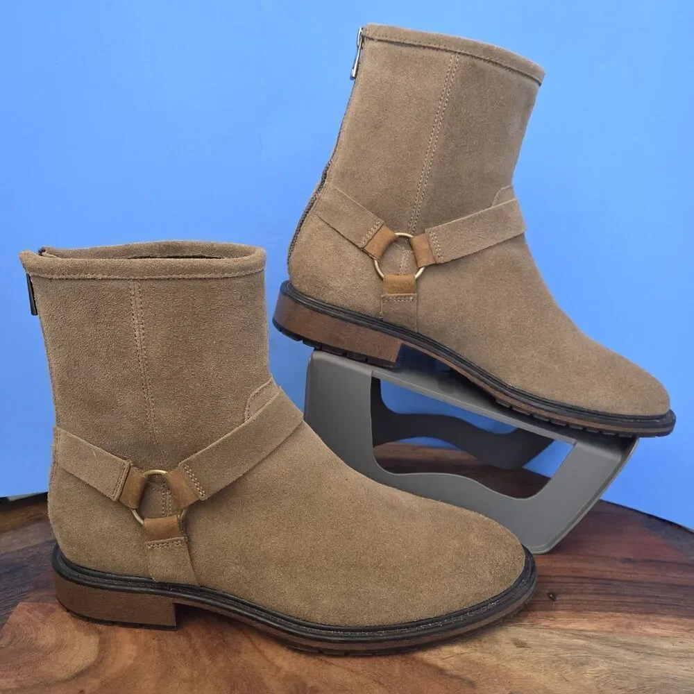 Andrew Marc Wymore Suede Engineer Boots Tan 2570 Men's 10.5